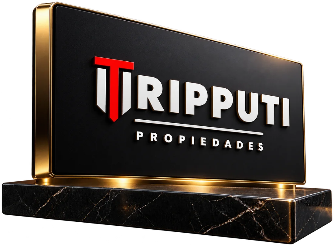 Identidad de Tripputi Propiedades sobre un soporte negro con vetas doradas
